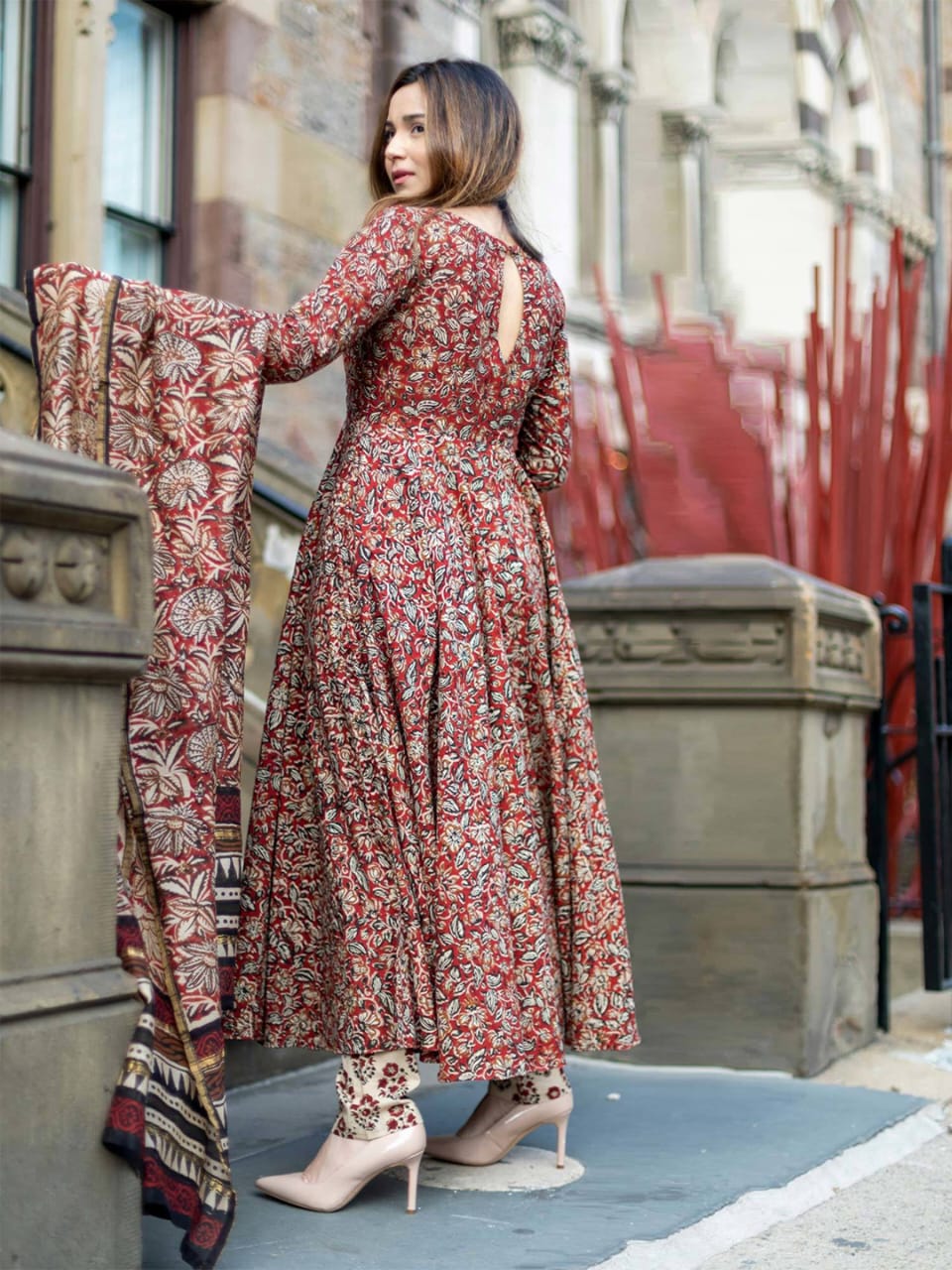 RustLeaf Kalamkari Printed Kurti – Earthy Elegance by A2ZFashionstore