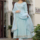 NoorSheen Sky Blue Embroidered Anarkali Set – Timeless Grace in Every Stitch