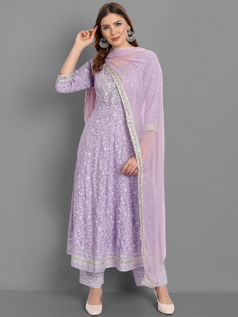 Lavelle Lilac Embroidered Suit Set – Regal Softness by A2ZFashionstore