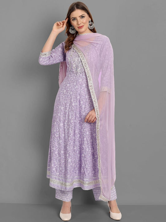 Lavelle Lilac Embroidered Suit Set – Regal Softness by A2ZFashionstore