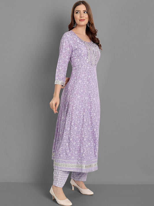 Lavelle Lilac Embroidered Suit Set – Regal Softness by A2ZFashionstore